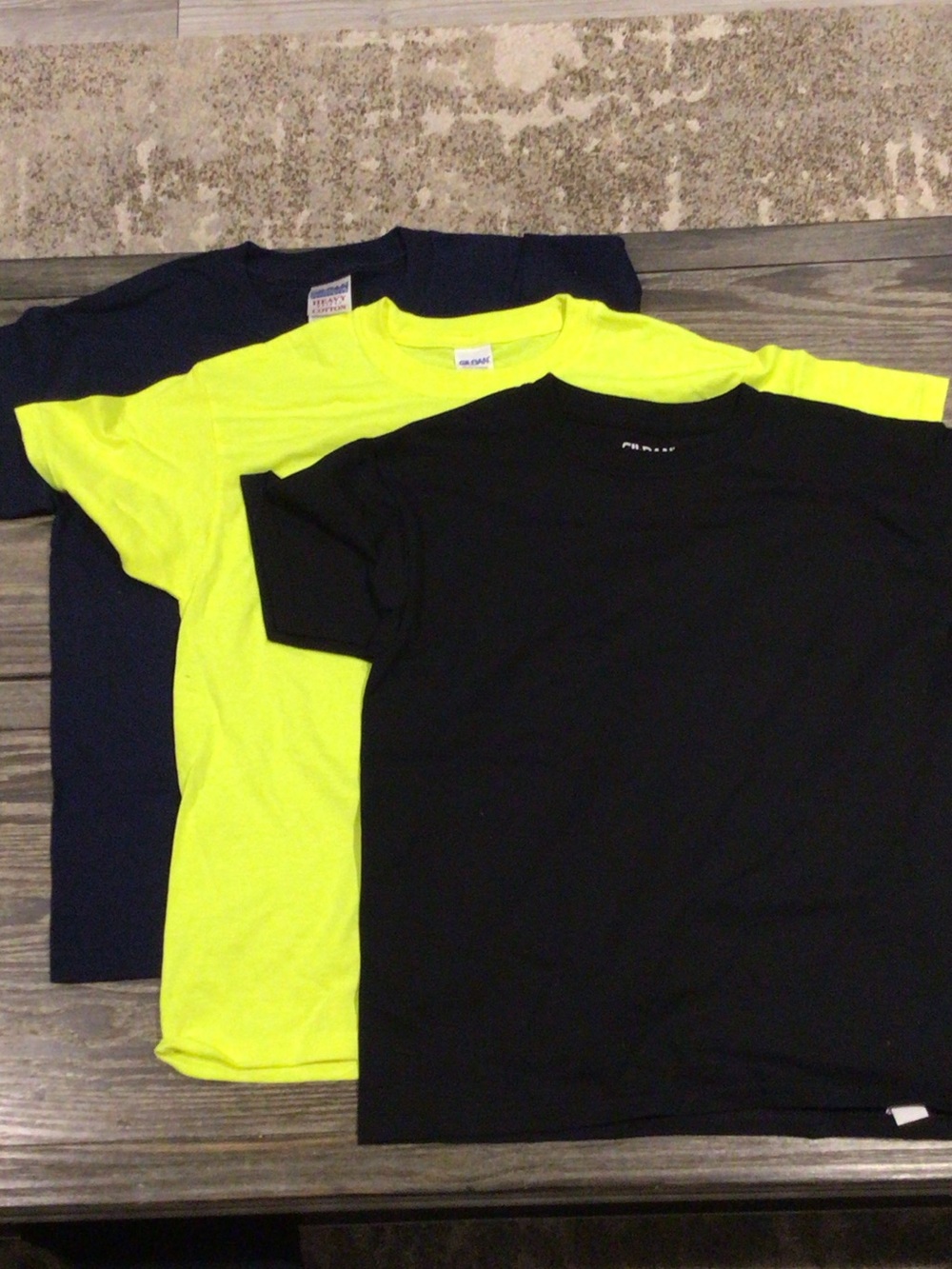 Youth Gildan 3-Pack Crew Tees - Black, Neon Yellow, Navy